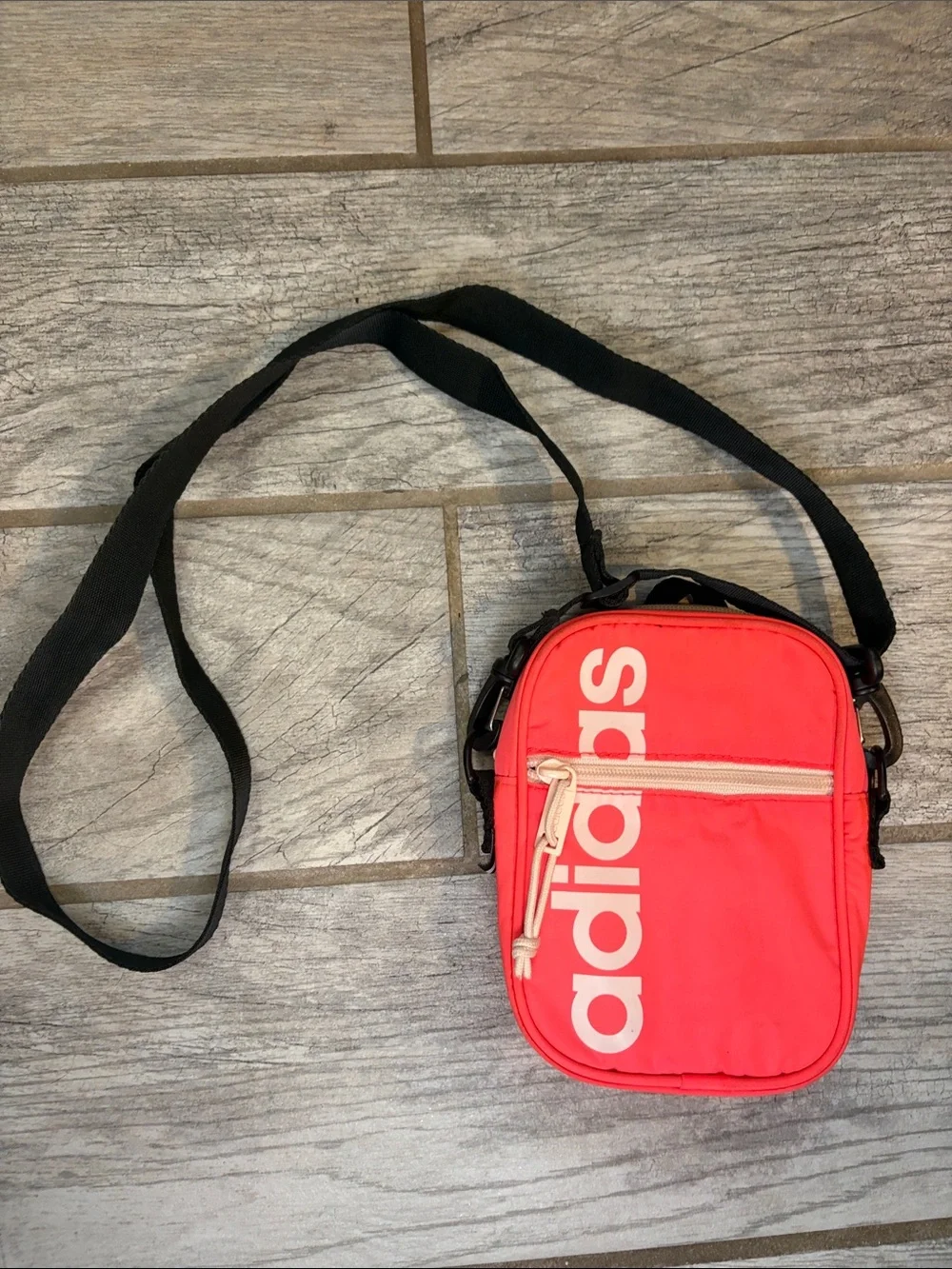adidas Pink Mini Crossbody Sling Bag with Black Strap